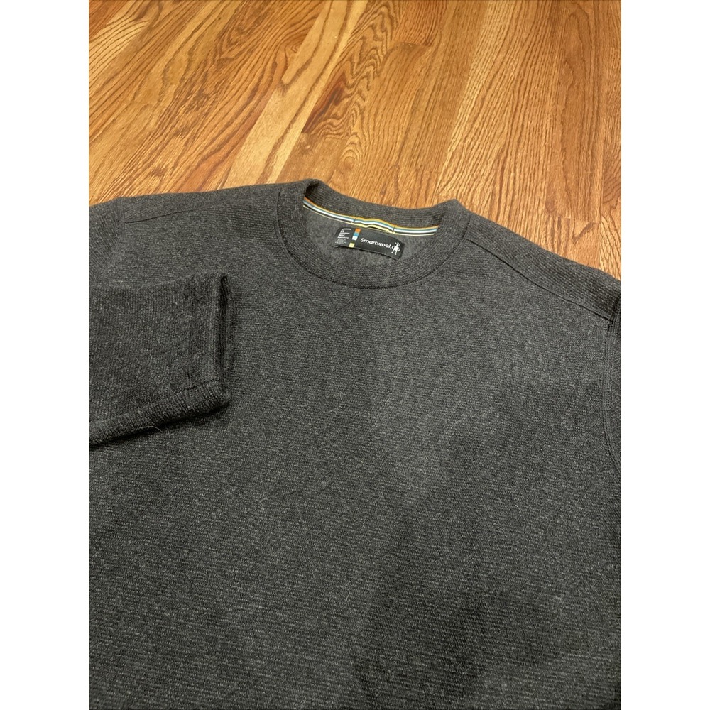Smartwool Men's Crewneck Sweater Tight Knit Wool Blend Charcoal Gray Size XL